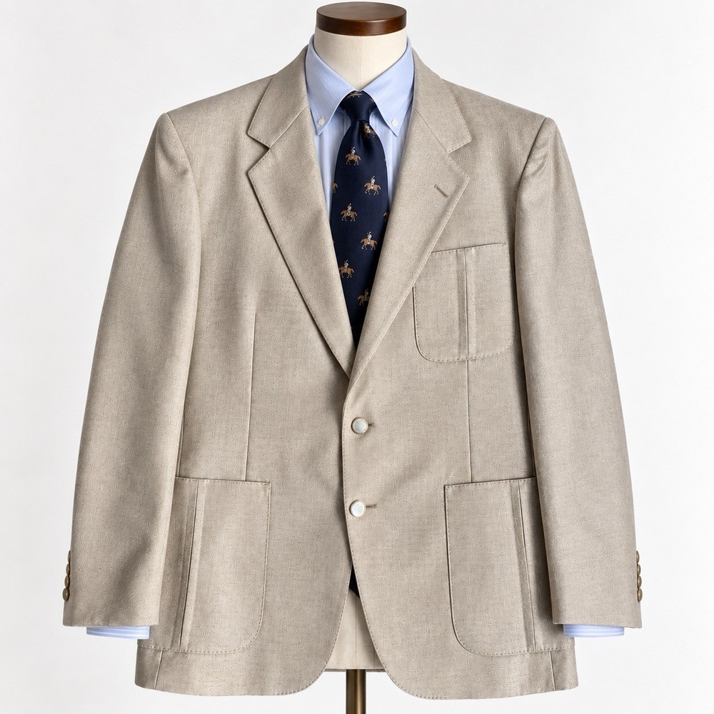 Lanvin Sport Coat Blazer Men 40R Beige Wool Two Button Office Wear Made USA